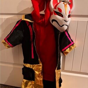 Kids Fortnite  Costume with Mask - Black, Red, Gold